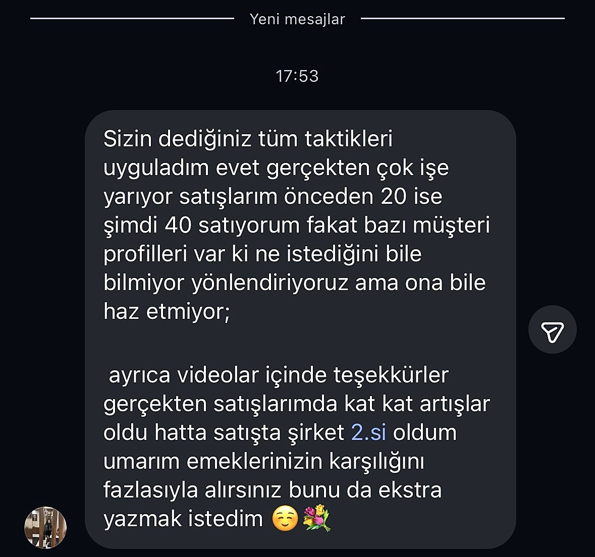 Müşteri mesajı