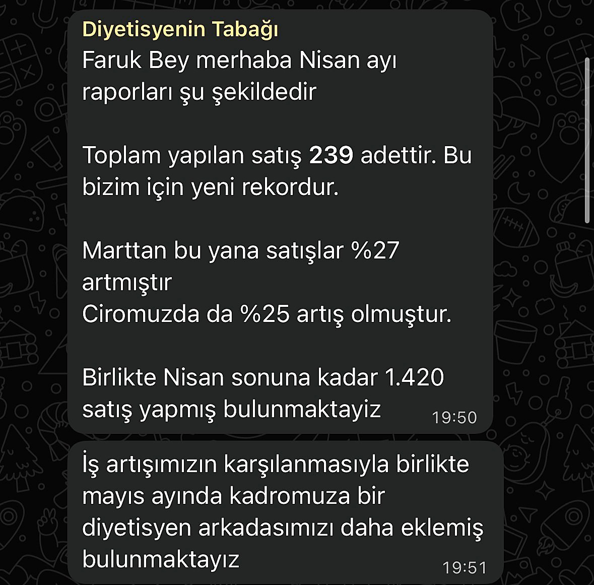 Müşteri mesajı