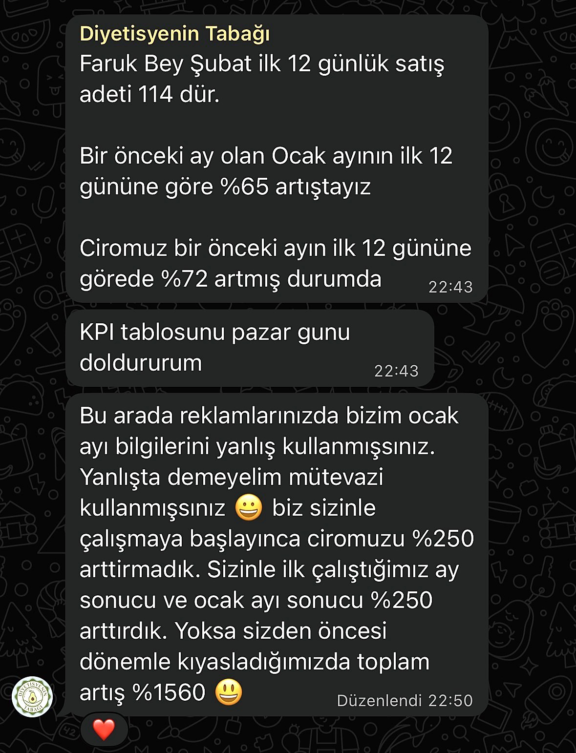 Müşteri mesajı